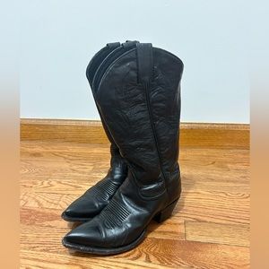 Tony Lama black leather vintage cowboy boots